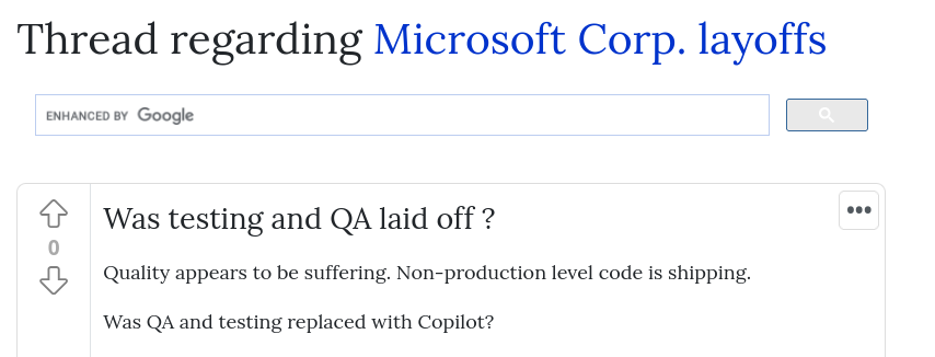 Was testing and QA laid off ?