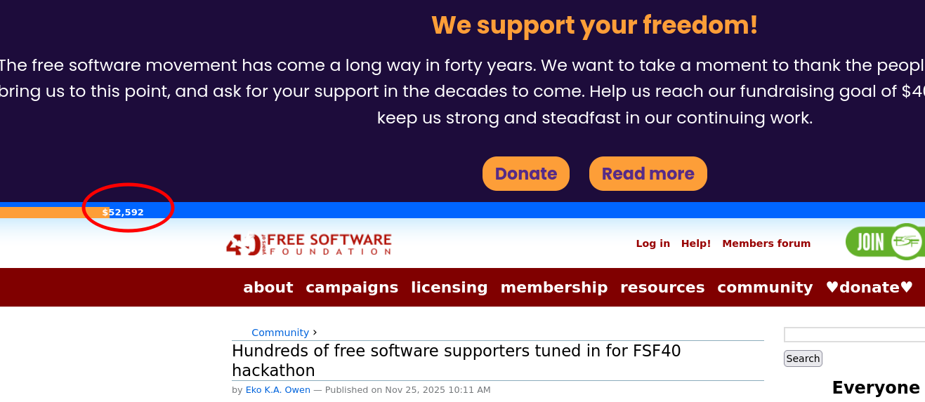 Hundreds of free software supporters tuned in for FSF40 hackathon