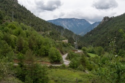 Electricity pylons in the mountain landscape