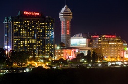 Niagara Falls at night in Ontario, Canada