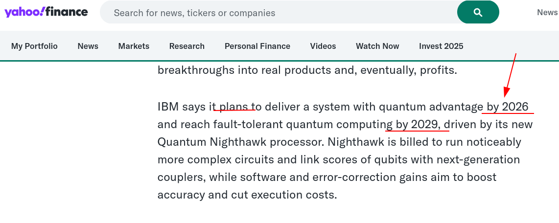 IBM says it plans to deliver a system with quantum advantage by 2026 and reach fault-tolerant quantum computing by 2029