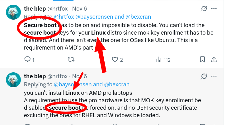 you can't install Linux on AMD pro laptops