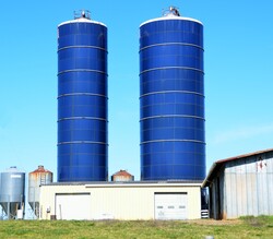 Silos on farm at rural Georgia, USA.