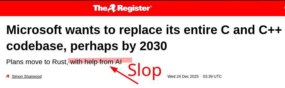 Microsoft wants to replace its entire C and C++ codebase, perhaps by 2030