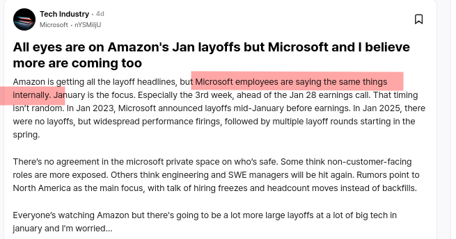 All eyes are on Amazon's Jan layoffs but Microsoft and I believe more are coming too