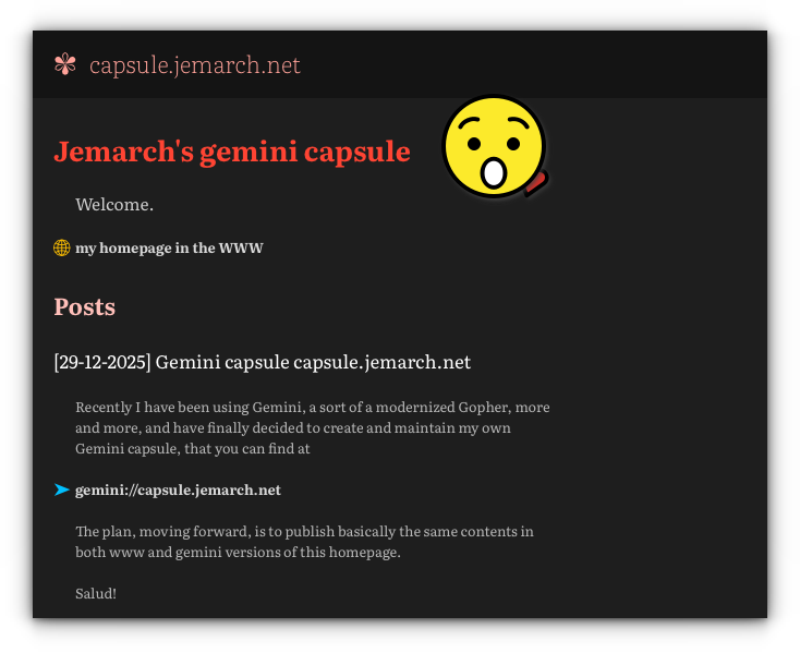 Gemini capsule capsule.jemarch.net by Jose E. Marchesi