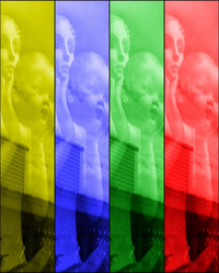 Photo of a girl behind a mask