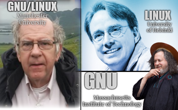 University of Helsinki (Linux), Manchester University (GNU/Linux), Massachusetts Institute of Technology (GNU)