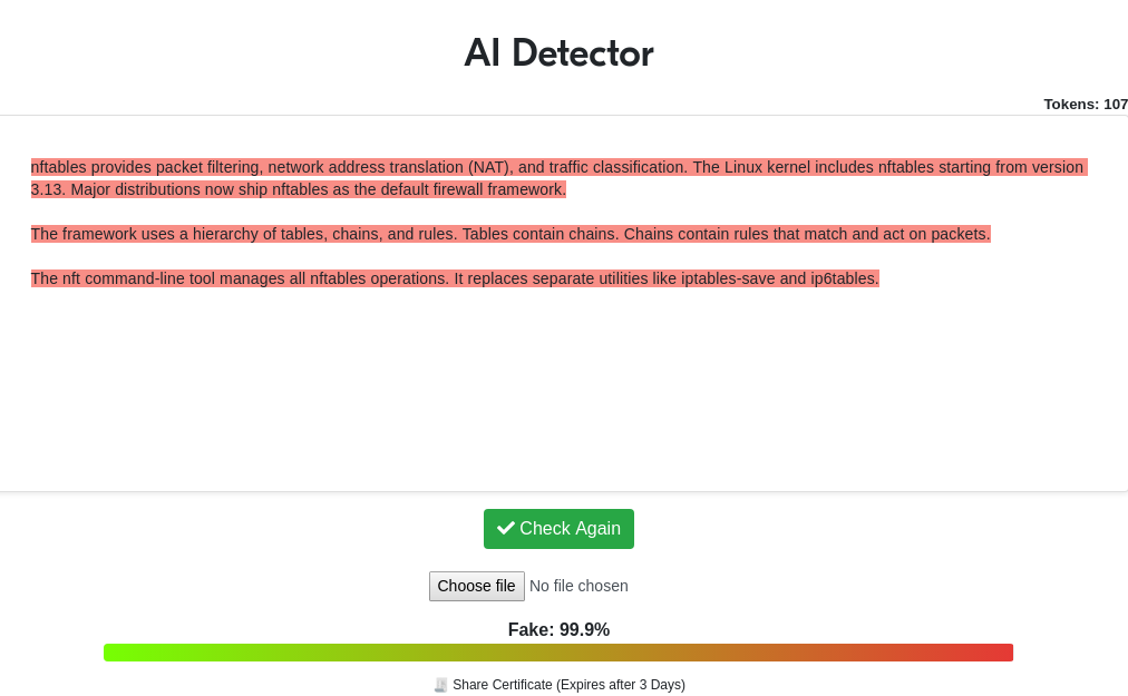 The nft command-line tool manages all nftables operations. It replaces separate utilities like iptables-save and ip6tables.