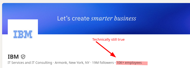 IBM 10K+ employees: Technically still true