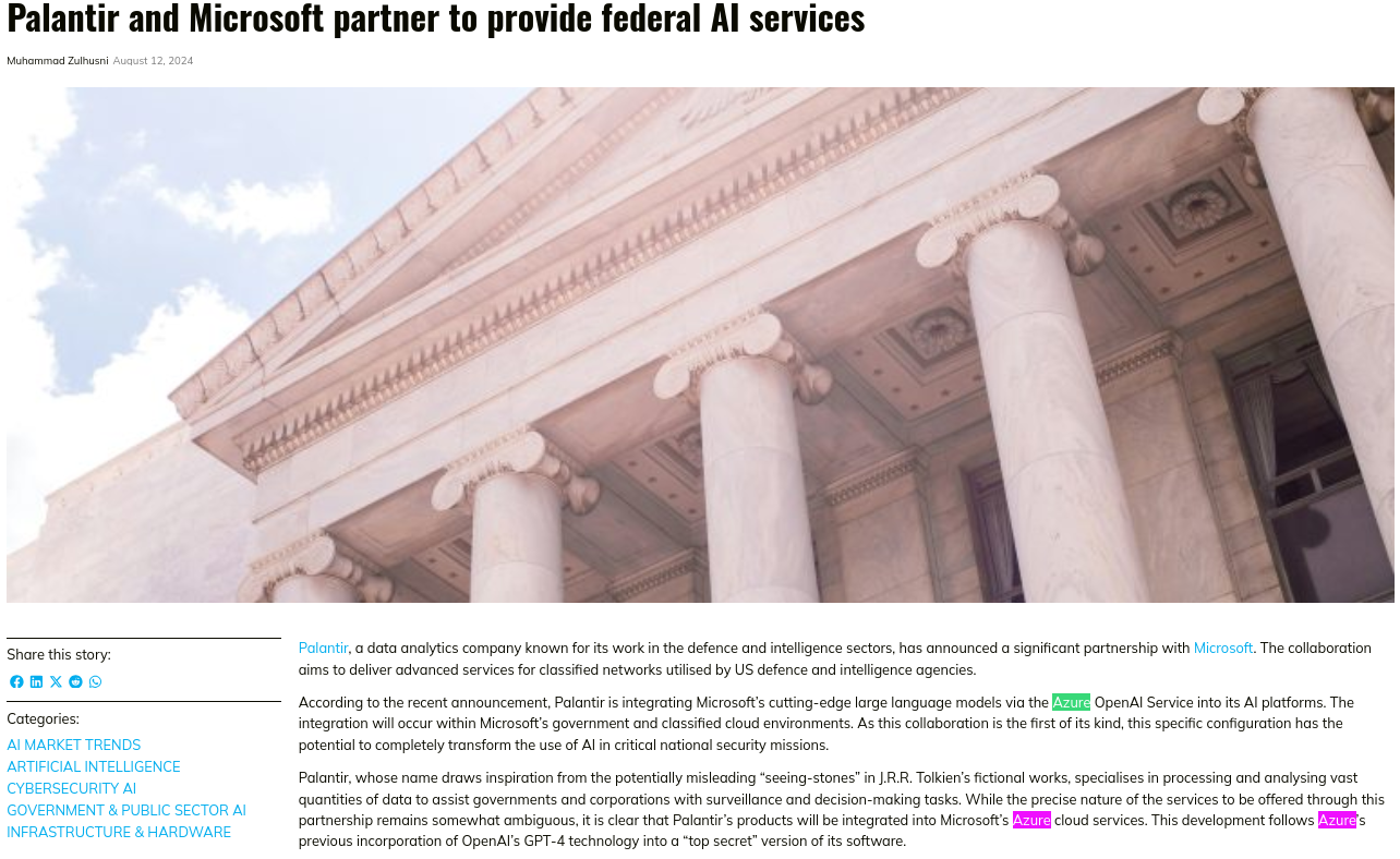 Palantir and Microsoft partner to provide federal AI services