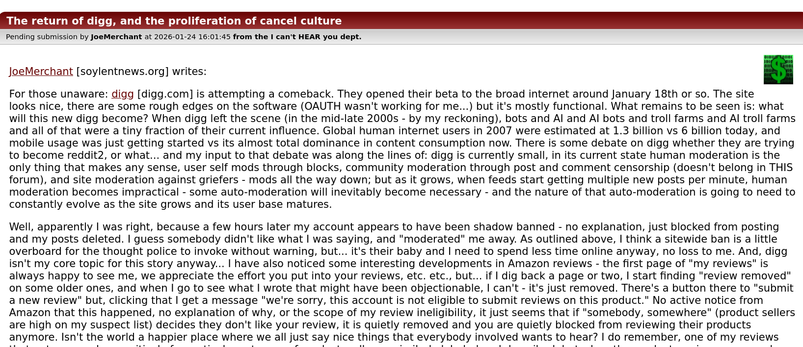 The return of digg, and the proliferation of cancel culture