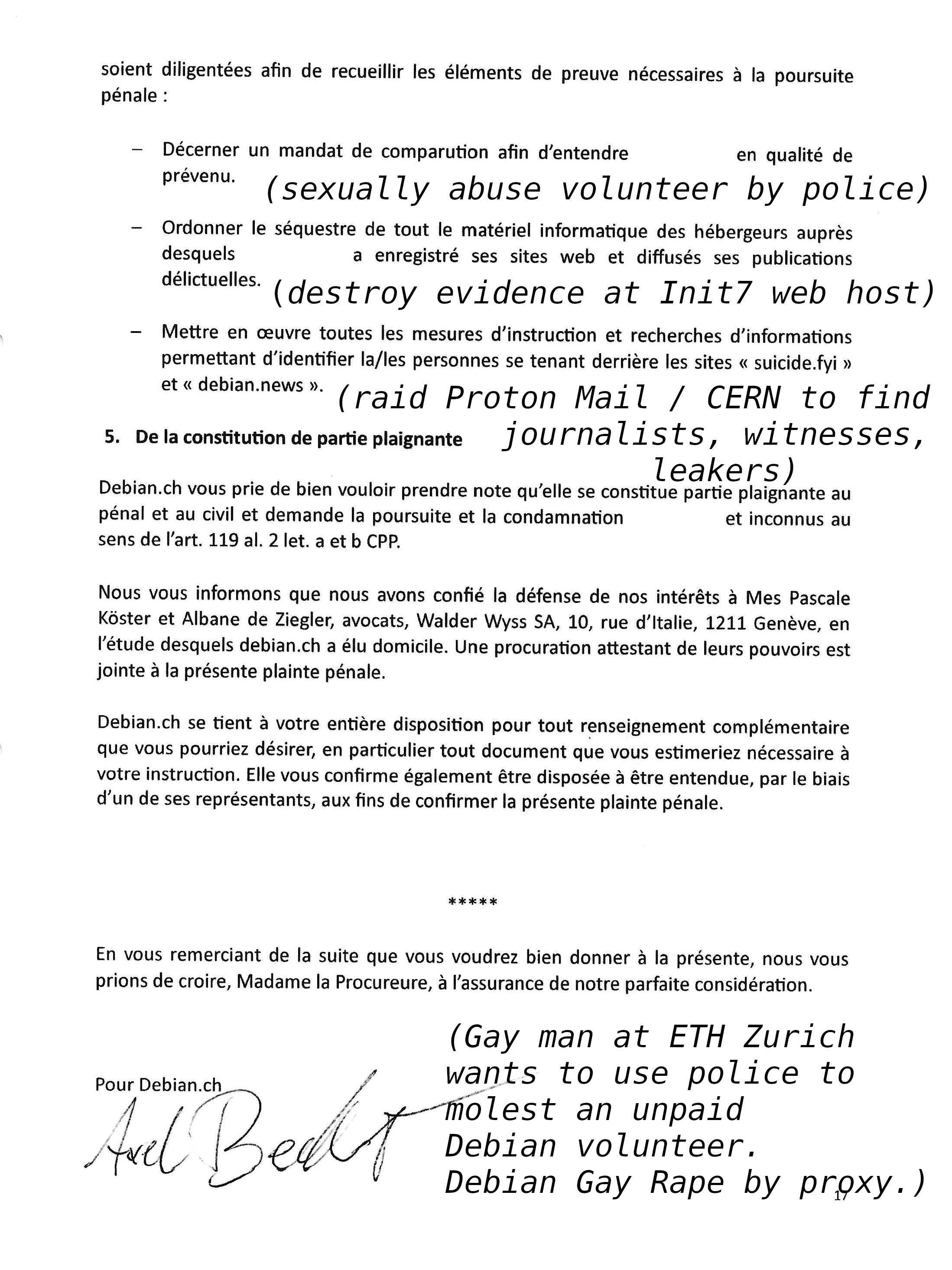 Axel Beckert, ETH Zurich, Debianism, manslaughter, suicide cluster