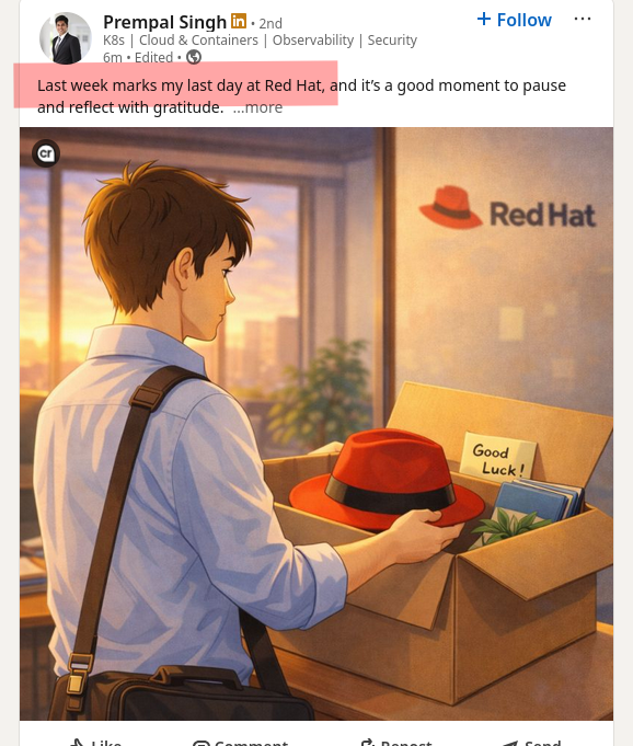 Last week marks my last day at Red Hat, and it’s a good moment to pause and reflect with gratitude.