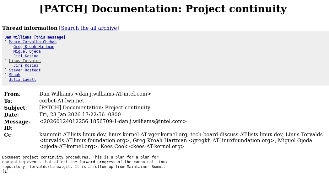 Documentation: Project continuity
