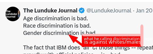 The most recent lawsuit against IBM is focused on age discrimination; what he calling discrimination is against whites or males