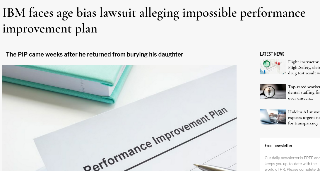 IBM faces age bias lawsuit alleging impossible performance improvement plan