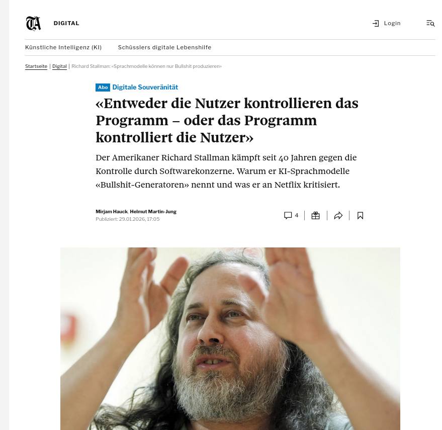 «Entweder die Nutzer kontrollieren das Programm – oder das Programm kontrolliert die Nutzer»