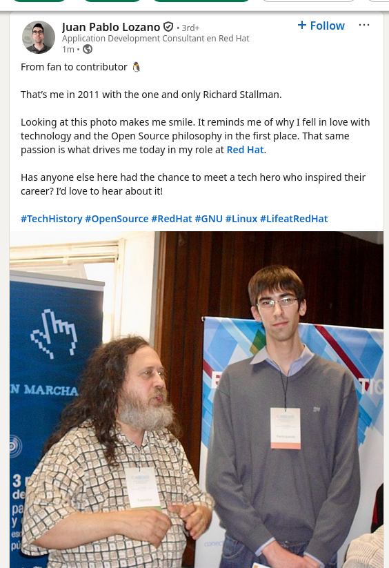 hat’s me in 2011 with the one and only Richard Stallman.