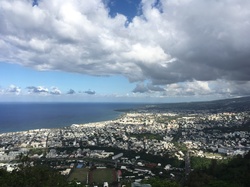 Panorama of the city of Saint-Denis and the Indian Ocean, from the point of view of La Montagne January 2017