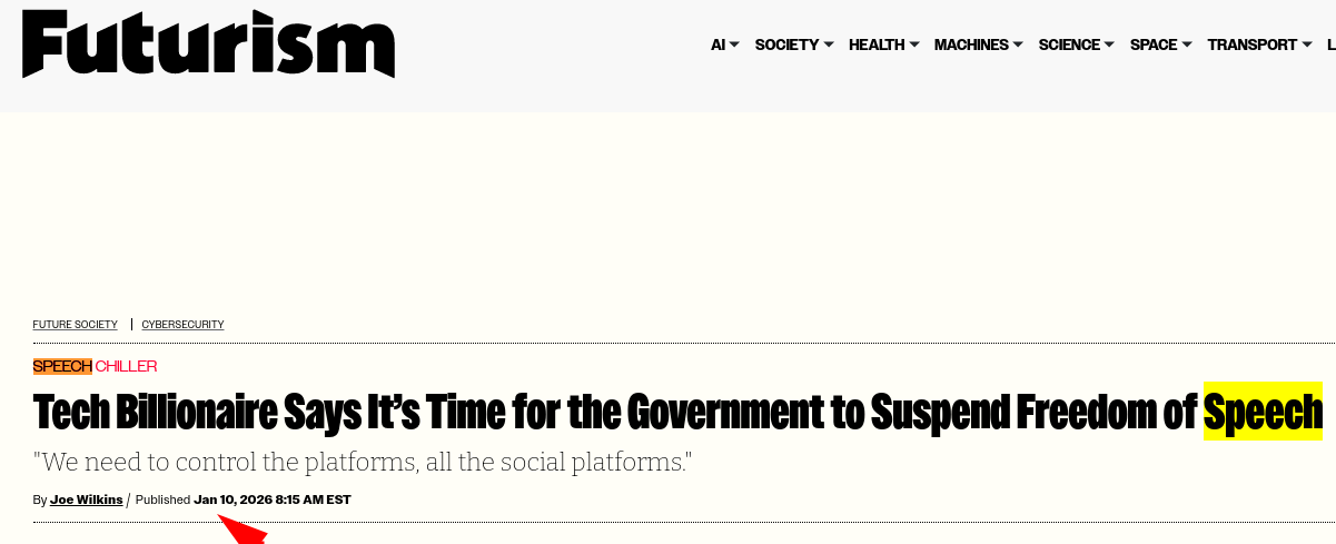 Tech Billionaire Says It’s Time for the Government to Suspend Freedom of Speech