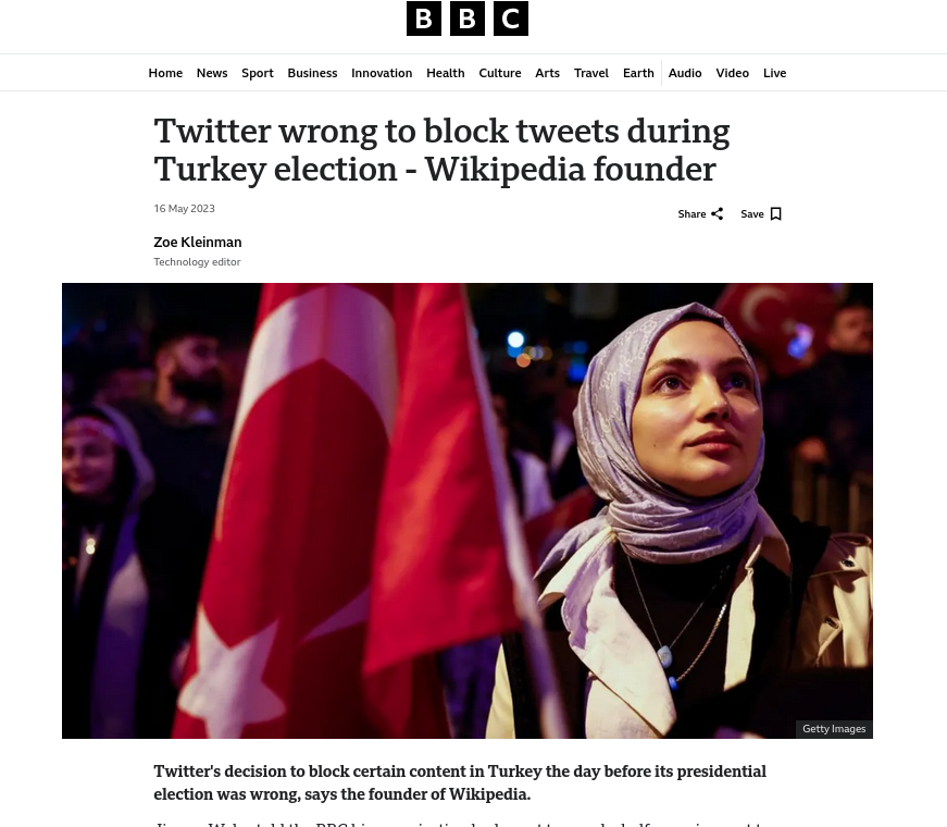 Twitter wrong to block tweets during Turkey election - Wikipedia founder