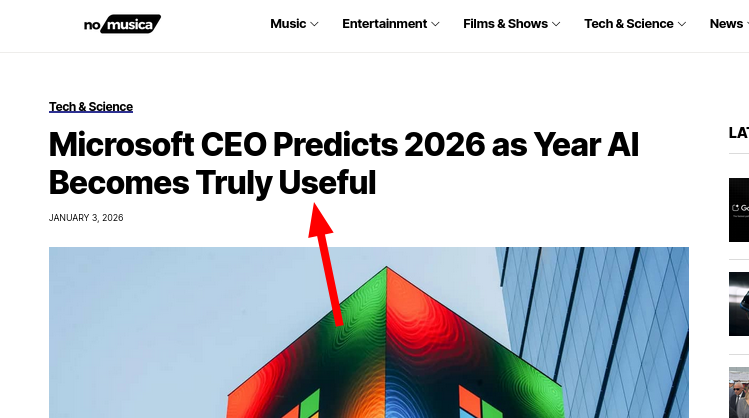 Microsoft CEO Predicts 2026 as Year AI Becomes Truly Useful