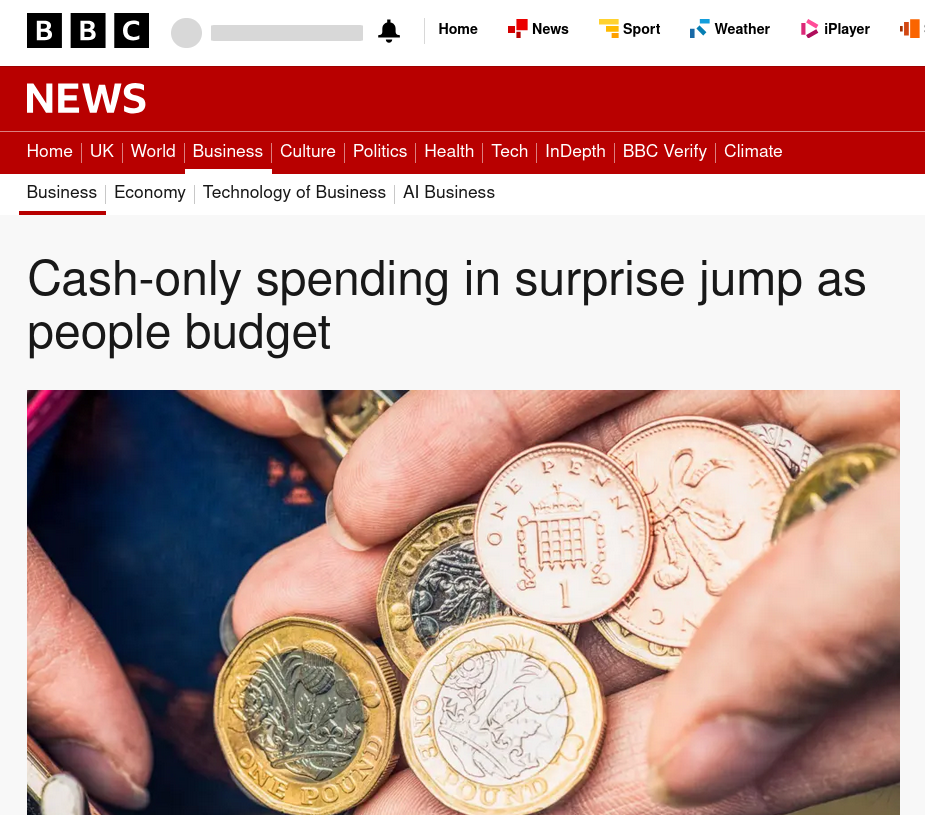 Cash-only spending in surprise jump as people budget