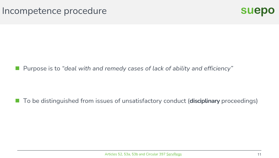 Incompetence procedure