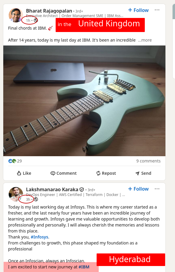 After 14 years, today is my last day at IBM. (in the United Kingdom and Hyderabad)