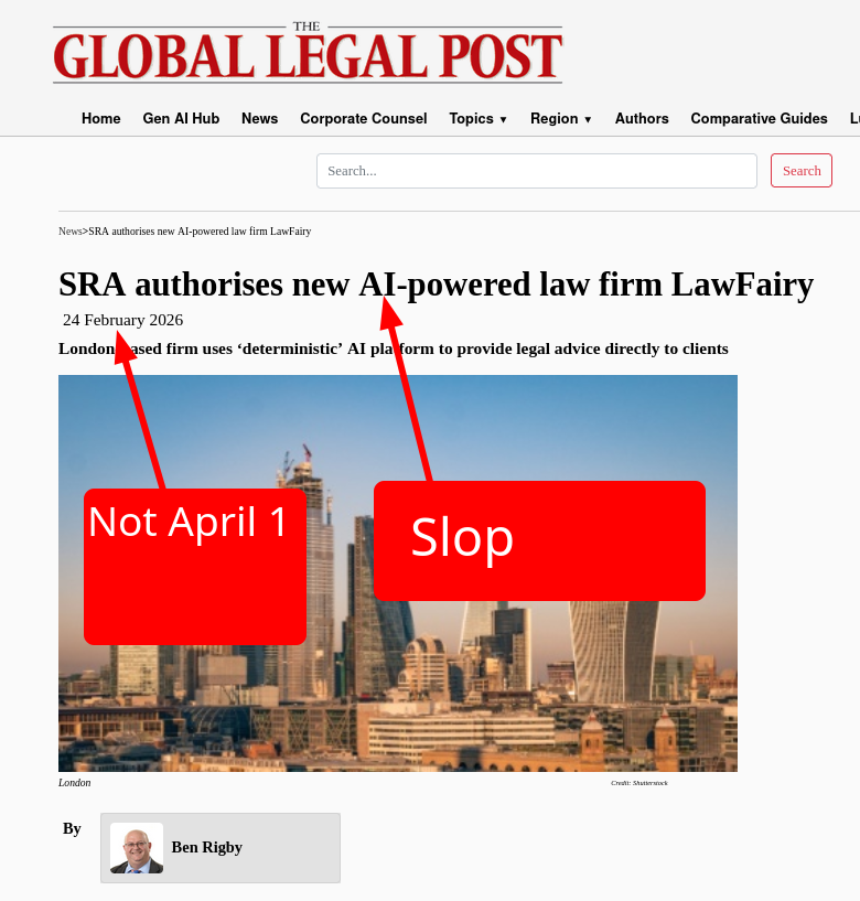 Not April 1: SRA authorises new AI-powered law firm LawFairy