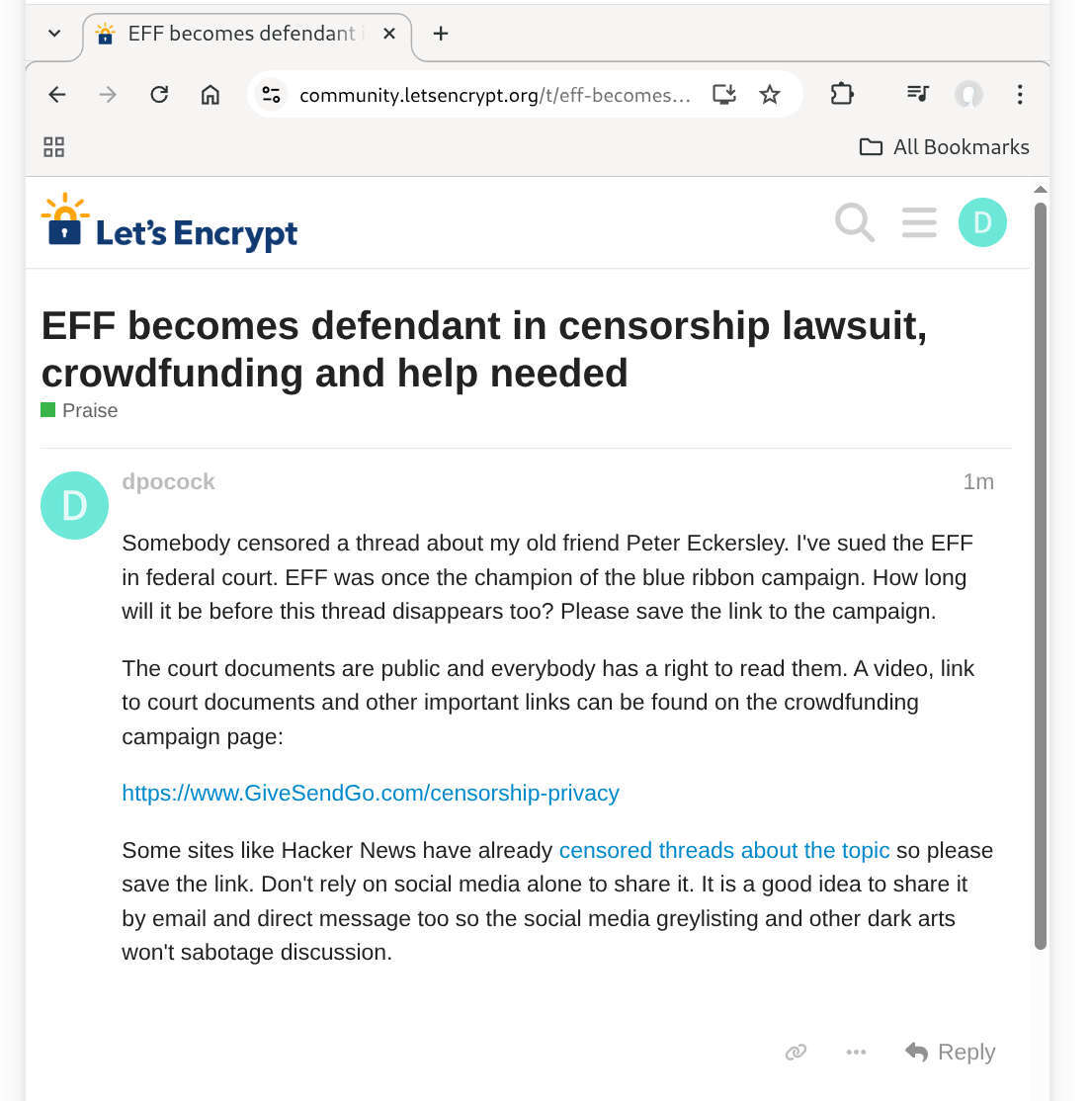 EFF, Let's Encrypt, Censorship