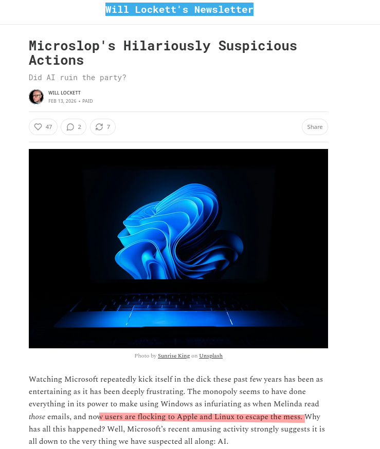 Microslop's Hilariously Suspicious Actions