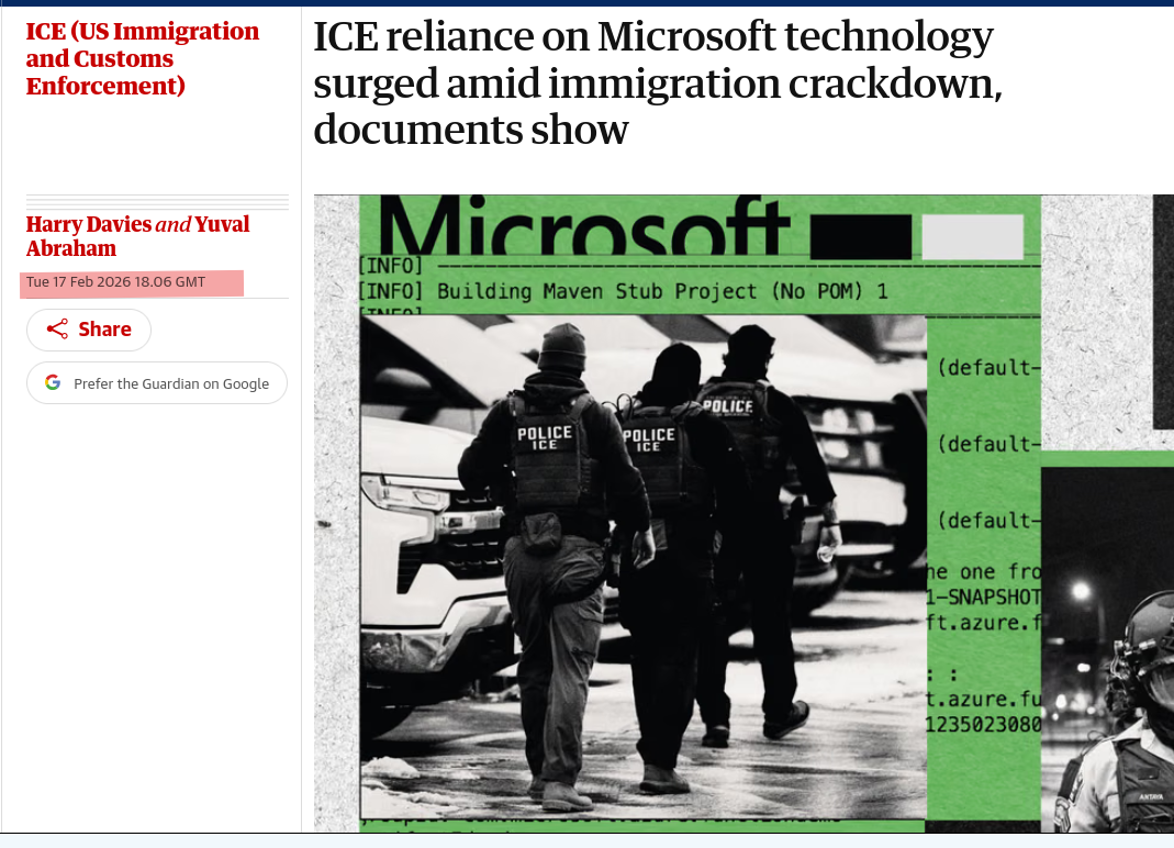 ICE reliance on Microsoft technology surged amid immigration crackdown, documents show