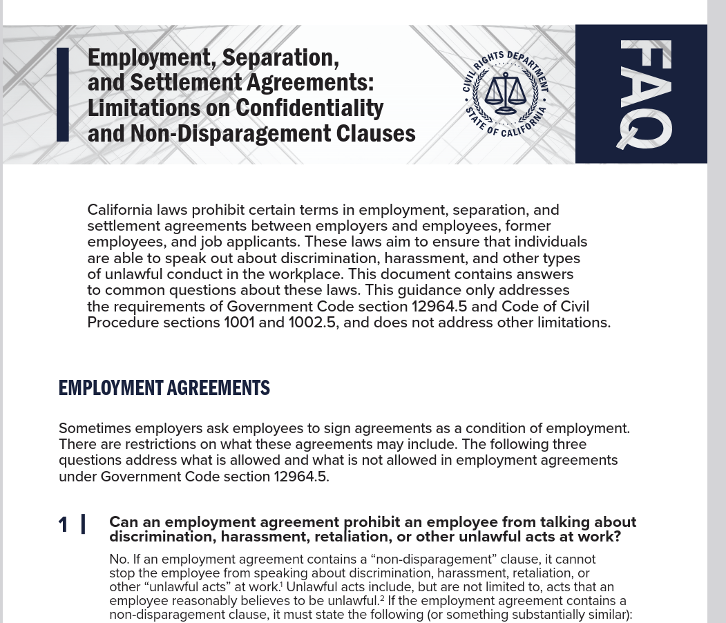 Non-Disparagement Clauses