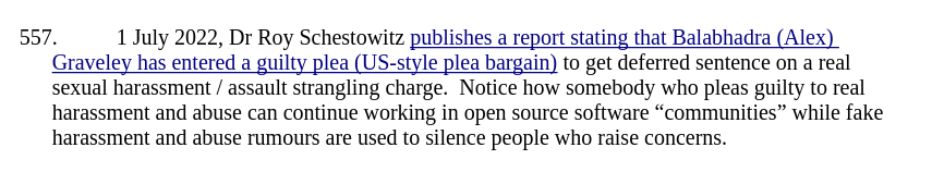 1 July 2022, Dr Roy Schestowitz publishes a report stating that Balabhadra (Alex) Graveley has entered a guilty plea