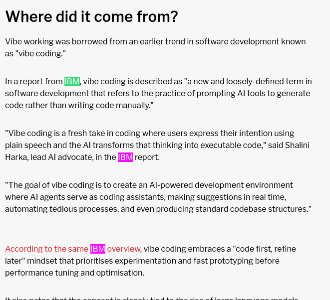 Vibe working was borrowed from an earlier trend in software development known as 'vibe coding.'