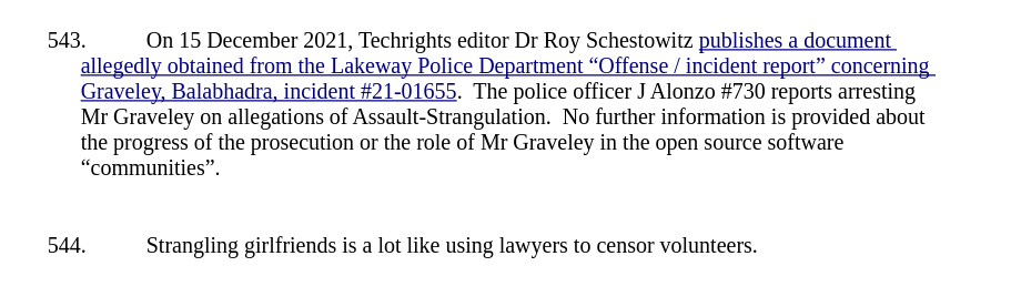 Strangling girlfriends is a lot like using lawyers to censor volunteers.