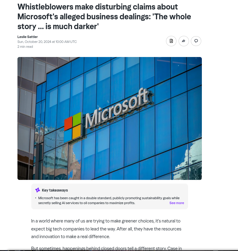 Whistleblowers make disturbing claims about Microsoft's alleged business dealings: 'The whole story ... is much darker'