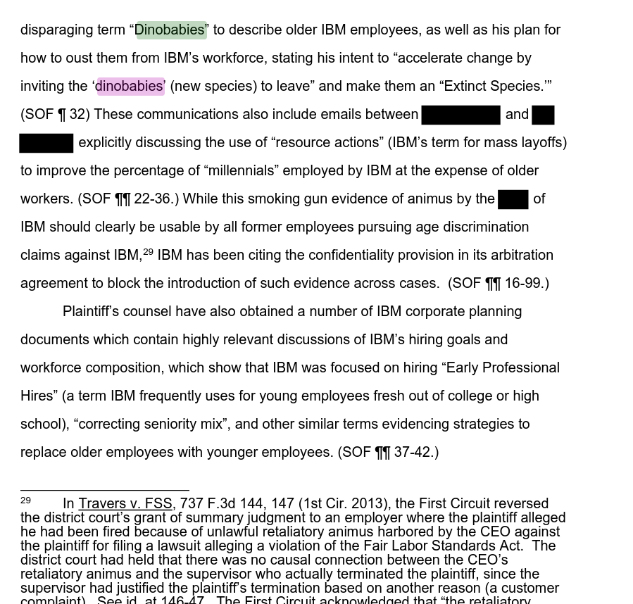 disparaging term “Dinobabies” to describe older IBM employees