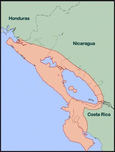 Location of Nicanahuac, the Indigenous name for Gran Nicoya [es], an area in western Nicaragua and northwestern Costa Rica inhabited by the Nahuas.