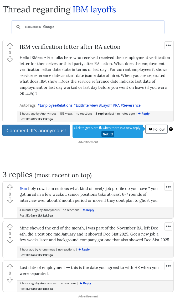 IBM verification letter after RA action
