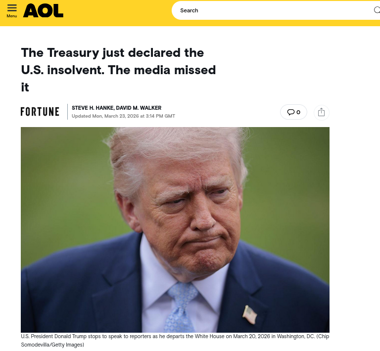 The Treasury just declared the U.S. insolvent. The media missed it