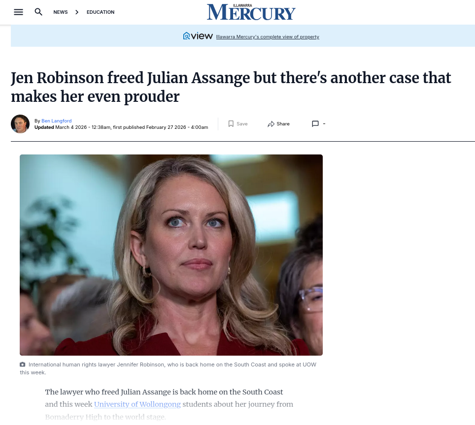 Jen Robinson freed Julian Assange but there's another case that makes her even prouder