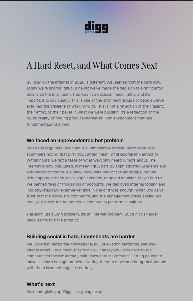 A Hard Reset, and What Comes Next