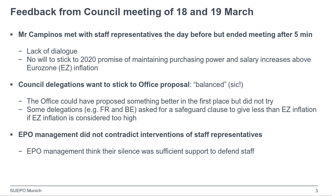 Feedback from Council meeting of 18 and 19 March