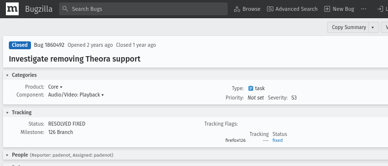 Investigate removing Theora support