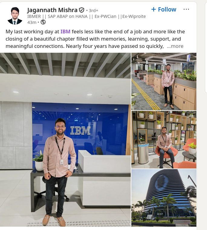 My last working day at IBM feels less like the end of a job and more like the closing of a beautiful chapter filled with memories, learning, support, and meaningful connections