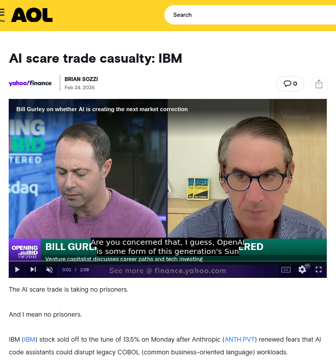 AI scare trade casualty: IBM
