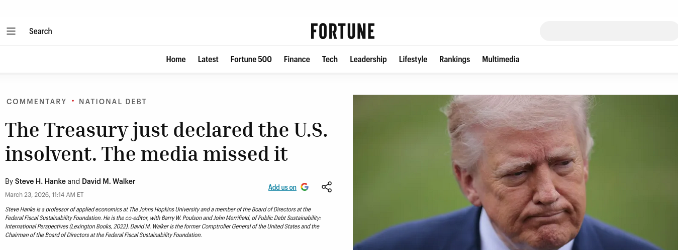 The Treasury just declared the U.S. insolvent. The media missed it